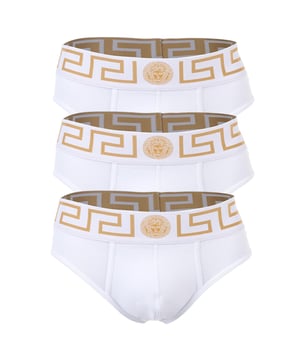 Eleganter Herren Slip der Marke VERSACE. Hochwertige einfarbige Unterhosen. Greca-Muster und Medusa-Motiv am elastischen Bund.