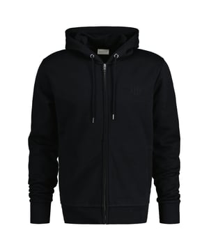 Kapuzen-Sweatjacke für Herren von der Marke GANT. Weiche Jersey-Qualität aus reiner Baumwolle, durchgehender Zipper, Leistentaschen, Logo-Stickerei.