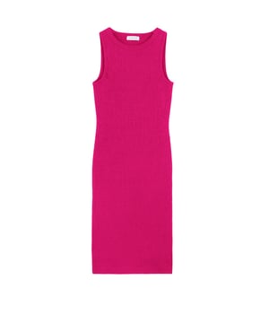 In a sleeveless design with a semi-boat neck, this style masters effortless elegance for everyday outings and special occasions. The ribbed Cotton stretch fabric ensures a flattering fit and polished, put-together look. The rib is more distinctive than our usual ribbed fabric styles, adding structure and texture.