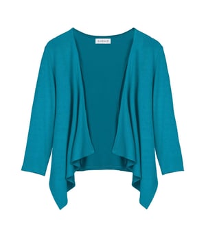 Lightweight, breathable, dressy; our bestselling Short Cascade Wrap. ¾ length sleeves keep it cool, and combined with the neat length make this summer style perfect for petites.