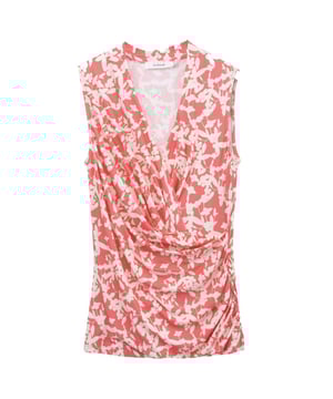 The sister style to the Godiva Print Dress in contemporary two-colour prints, this sleeveless style boasts a new improved front crossover design