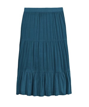A mid length skirt with gathered tiers to add depth, dimension, and more than a little swish-factor!