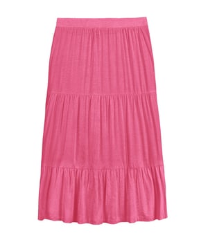 A mid length skirt with gathered tiers to add depth, dimension, and more than a little swish-factor!