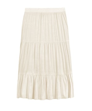 A mid length skirt with gathered tiers to add depth, dimension, and more than a little swish-factor!