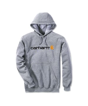 *Sizing Note* Carhartt are more generously sized, you may need to consider dropping down a size from your traditional workwear clothing.
356 gram, 50% cotton/50% polyester blend. Three-piece hood with draw cord closure. Front hand warmer pocket. Stretchable, elastane reinforced rib knit cuffs and waistband. Carhartt signature logo printed on chest.