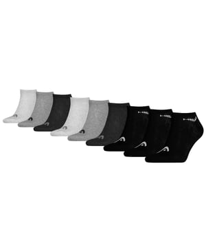 HEAD Unisex Sneaker Sportsocken im praktischen 9er Pack. Weiches Rippbündchen mit Logo-Schriftzug sorgt für einen angenehmen Tragekomfort.