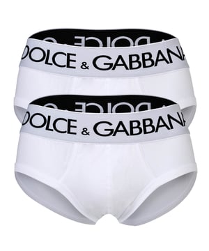 Zwei Slips für Herren von der Marke DOLCE & GABBANA. Hochwertige Qualität aus elastischem Baumwoll-Jersey, Webgummibund mit eingearbeitetem Logo.
