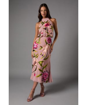 Exquisite hand-stitched floral embroidery adorns this elegant midi dress
Sophisticated high neckline exudes refined elegance
Sleeveless design allows for versatile styling with statement jewellery
Midi length hits below the knee for a demure yet modern silhouette
Fully lined for a smooth, flattering fit

Crafted with meticulous attention to detail, this stunning midi dress from Coast is the epitome of sophistication. The intricate floral embroidery adds a touch of artistry, making it a standout choice for formal occasions like weddings, races, or black-tie events. Style it with delicate heels and a clutch for a polished, elegant ensemble that exudes timeless glamour. Whether you're attending a garden party or a chic evening soire, this dress will ensure you make a lasting impression with its refined beauty.