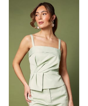 Elegant bandeau neckline with thin adjustable straps for versatile styling options
        Distinctive pinstripe pattern with sophisticated pleat detail across the bodice
        Structured silhouette with architectural fold detailing that creates visual interest
        Secure back zip fastening ensures a perfect fit for all-day comfort
        Designed to pair beautifully with the matching trousers for a coordinated occasion ensemble
    
    This striking Coast pinstripe top showcases exquisite pleat detailing that creates a contemporary architectural silhouette. The bandeau neckline with delicate straps offers sophisticated elegance, perfect for special occasions. Style with the matching wide-leg trousers as seen on our model for a refined coordinated look that commands attention at weddings or race day events. For evening soires, pair with a tailored pencil skirt and statement earrings to highlight the top's structural elements. The versatile design transitions beautifully from formal daytime functions to elegant evening gatherings. Complete your ensemble with sleek heeled sandals and a clutch bag for a polished finish that reflects timeless British elegance. This piece embodies Coast's signature occasion-wear craftsmanship, designed for the woman who appreciates sophisticated styling.