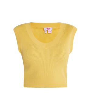 De cropped sweatervesten van myMo zijn perfecte laagpartners, maar begeleiden je ook solo van dag tot avond. Het zachte ribbreisel van een hoogwaardige viscosegarenmix voelt comfortabel aan en wordt stijlvol omlijst door de V-hals en geribde manchetten.  Gebreide vest