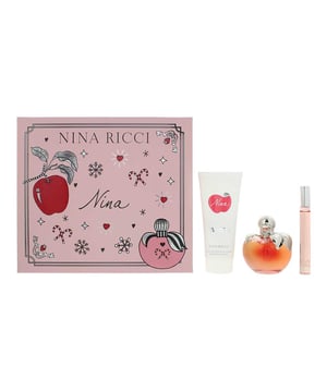 Launched in 2006 Nina, is a floral fruity fragrance for women, from Nina Ricci. The fragrance was created by the team of the team of Olivier Cresp, Jacques Cavallier and Christian Dussoulier, all three of whom are Master Perfumers, who worked together to replace the original Nina from 1987.
The fragrance has top notes of Amalfi Lemon and Lime; middle notes of Granny Smith Apple, Praline, Peony and Datura; and base notes of Apple Tree, Musk and Virginia Cedar. The fragrance is really built around the Apple note, which is fresh, crisp, sweet and slightly tart. The sweet qualities of the apple are amplified by the sweetness of the Praline making this very sweet, yet deliciously edible. As well as the candied apple like accord of the Praline and Apple, the fragrance also has some under-lying floral notes from the Peony and Datura notes. Due to the Fruitiness and the fresh nature of the fragrance, it is very much a Spring and Summer fragrance.
This gift set brings together the fragrance in an Eau De Toilette (50ml bottle) and a body lotion (75ml), which not only leaves skin smelling great but also feeling soft.