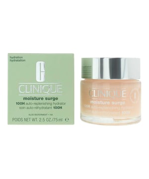 Clinique Moisture Surge 100H Auto-Replenishing Hydrator. Give your skin the ultimate hydration experience with Clinique Moisture Surge 100H, a lightweight, oil-free gel-cream that delivers deep, long-lasting moisture for up to 100 hours—even after washing your face. This next-generation formula goes beyond surface hydration, penetrating deep into the skin’s layers to quench, plump, and restore radiance. Perfect for all skin types, this multi-tasking hydrator helps improve the look of fine dry lines, dullness, and tightness—leaving your skin soft, dewy, and glowing with health. 

Key Ingredients

Aloe Bio-Ferment: A powerhouse blend made through the fermentation of aloe vera, lactobacillus, and activated aloe water. It helps skin retain moisture and enhances barrier repair for improved resilience and hydration.
Hyaluronic Acid (Dual-Molecule Weight):Attracts and binds moisture within the skin. The two sizes of HA deliver hydration to multiple layers, ensuring immediate and long-term plumping effects.
Activated Aloe Water: Enhanced aloe vera water that boosts the skin’s ability to absorb and hold onto moisture.
Cica (Centella Asiatica): Known for its soothing and barrier-strengthening properties. Helps calm irritation and reinforces the skin’s natural defences.
Auto-Replenishing Technology with Caffeine:Helps "train" skin to continually rehydrate itself by stimulating its own water source, keeping skin plumped and fresh around the clock.

Product Benefits:

Provides 100 hours of continuous hydration, even after washing Plumps skin for a healthy, youthful glow
Strengthens the skin barrier to prevent moisture loss 
Calms and soothes irritation-prone or stressed skin Oil-free, non-acnegenic, and suitable for all skin types, including sensitive skin
Can be used under makeup as a hydrating primer or over makeup as a glow-boosting touch-up

How to Use:

Apply to clean skin, morning and night, or as often as needed.
Gently massage a small amount onto the face and neck, using upward motions.
Can be used alone as a moisturizer, under makeup as a primer, or, over makeup to refresh and hydrate skin throughout the day
As a 5-minute mask: Apply a generous layer, leave on, then tissue off excess

Free from Parabens, phthalates, fragrance, and oil. Allergy-tested and dermatologist-developed
