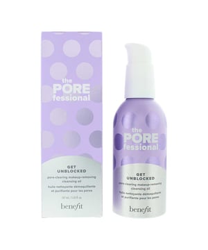 Benefit The POREfessional Get Unblocked Makeup-Removing Cleansing Oil is a lightweight, silky-smooth oil cleanser designed to effectively remove makeup and impurities while nourishing the skin. 

Formulated with a blend of skin-loving oils and ingredients, it helps to visibly unclog pores and leave the skin feeling refreshed and conditioned. Dermatologist-tested, non-comedogenic, and respects the skin's pH, making it suitable for all skin types.

Key Benefits: 

Gently dissolves dirt, oil, and makeup, including long-wearing and waterproof formulas.  
Visibly unclogs and clears out pores, helping to reduce congestion and promote a clearer complexion.  
Enriched with grape seed, jojoba seed, avocado, and plum kernel oils, which are rich in essential fatty acids like Omega-9, to nourish and condition the skin.  
Contains Ceramide NP to help maintain the skin's moisture balance, leaving it feeling comfortable and hydrated.  

How to Apply: 

With dry hands, apply a small amount of the cleansing oil to your dry face and eye area. 
Gently massage in circular motions to dissolve makeup and impurities.

Wet your hands with warm water and continue massaging to emulsify the oil into a milky texture and then thoroughly rinse your face with water. 
For optimal results, use nightly as part of your evening skincare routine.