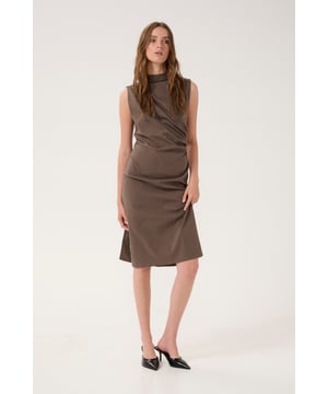 Stretch,Slim fit,Midi lengte,Mouwloos  Fijne was 30°, niet bleken, niet in de droger drogen, Druipnat ophangen in de schaduw, koud strijken max. 110° C, Chemisch laten reinigen.  72% Viscose (LENZING™ ECOVERO™),24% Nylon,4% Elastaan