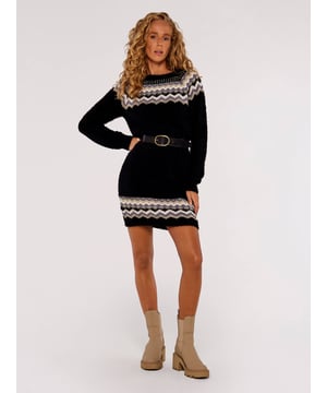 Mini-Pulloverkleid mit metallischem Chevron-Muster