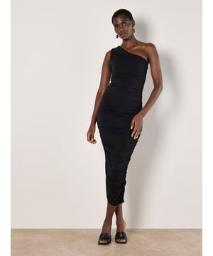 Dieses elegante Midikleid zaubert eine schmeichelhafte Silhouette. Es wurde aus weichem Stretch-Jersey in figurbetonter Passform gefertigt und verfügt über ein elegantes One-Shoulder-Design sowie Raffungen an den Seiten. Kombinieren Sie es mit Absätzen und einer Clutch für ein elegantes Finish.