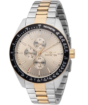El Invicta 48862 tiene una caja de acero inoxidable de 45 millimetros con una esfera oro.
Esta modelo funciona con un movimiento de Cuarzo preciso.
Resistencia a la presión de aqua de 10 bares.
Este modelo es parte de la colección Invicta Aviator.

2 años de garantía Invicta.