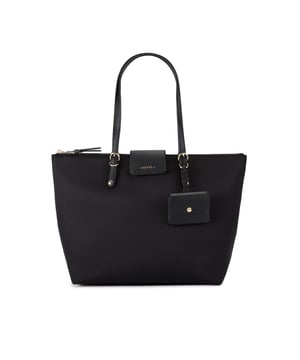 This Carvela Nylon Tote Bag is a shopper tote bag which fits over the shoulder. It is simple in construction with a small purse on the front straps. Dimensions: 30cm (H), 40cm (L), 13cm (D). Strap length: 58cm.