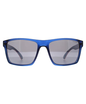 Superdry Square Mens Navy and Black Silver Mirror Kobe  Sunglasses are a perfect combination of sporty and stylish design. The temples of the glasses feature the iconic Superdry logo, adding a touch of designer flair. These sunglasses are perfect for those who want to add a sporty edge to their look and are versatile enough to pair with any outfit, whether you're dressing up or down.