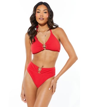 Textured fabric adds visual interest and depth
        Starfish-inspired embellishment at centre front
        Halterneck style with tie fastening
        High-waisted bottoms for a flattering silhouette
        Matching starfish detail on bottoms
    
    Make a splash this summer with this eye-catching textured starfish bikini top from Debenhams. The halterneck design offers adjustable support, while the starfish-inspired embellishment adds a touch of seaside charm. Pair with the matching high-waisted bottoms for a coordinated look that's both stylish and comfortable. Perfect for lounging by the pool or strolling along the beach, this bikini set is versatile enough for various holiday activities. Accessorise with oversized sunglasses and a wide-brimmed hat for ultimate sun protection, or throw on a lightweight kaftan for a chic cover-up when heading to the beach bar. Whether you're jetting off to a tropical paradise or enjoying a staycation, this bikini will ensure you look and feel fabulous.