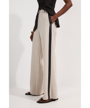 Tailored Marl Pu Tipped Wide Leg Trouser