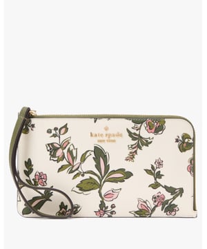 Lucy Floral Medium L-Zip Wristlet, Lucy Forest Blooms Printed Medium L-Zip Wristlet, Fits Largest Iphone, 3 Cc Slots, Back Slip Pocket,  Length: 20.00 Cm,  Height: 12.00 Cm