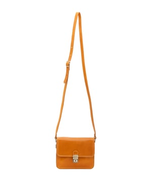 Bolso bandolera para mujer. El cierre es rápido. Los bolsillos internos son uno con cremallera. Los bolsillos externos son uno en la espalda con cremallera. La bandolera es ajustable en piel. Falta el mango. Hay dos compartimentos internos. El material exterior es auténtica piel de vacuno. Internamente está forrado en algodón. Medidas: 20x16x7 cm. Hecho en Italia