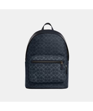 West Backpack in Blocked Signature Canvas Blocking, Inside zip, cell phone and multifunction pockets, Outside zip pocket,  Length: 32.00 cm,  Width: 15.00 cm,  Height: 42.50 cm
