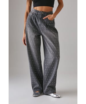 Relaxed boyfriend fit with a contemporary wide-leg silhouette
        Striking hotfix embellishments scattered across the denim for added sparkle
        Classic five-pocket design with functional front and back pockets
        High-rise waistband for a flattering and comfortable fit
        Traditional button and zip fastening for secure wear
    
    Make a statement with these Warehouse Hotfix Embellished Denim Boyfriend Jeans, where casual comfort meets eye-catching style. The relaxed boyfriend fit offers effortless wearability whilst the scattered embellishments add a touch of glamour to everyday denim. Style with a simple crop top and trainers for daytime outings, as seen on our model, or dress up with a fitted bodysuit and heeled boots for evening drinks. These versatile jeans transition seamlessly from family gatherings to casual brunches with friends. The high-rise waistband creates a flattering silhouette that works brilliantly with both tucked-in tops and shorter lengths. A true wardrobe hero that combines the timeless appeal of denim with contemporary detailing for the confident Warehouse woman.