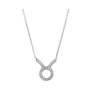 Embrace the wonders of the universe with our Zodiac Star Sign Pendant Necklace Silver! This piece is perfect for those looking to add a hint of timeless, celestial charm to any look.At the heart of this jewellery design lies its centrepiece, a stunning motif hand set with multifaceted white zircons in the design of your zodiac sign symbol.Those born under the sign of Taurus are known to be tenacious, reliable and practical. They don't like taking risks and instead prefer to take a steady approach to life. With their birthdays ranging from April 20th to May 20th, Taurians are also known for their love of comfort and luxury in all aspects of life.This necklace is finished off with a lobster clasp and size adjuster allowing you to wear at either a 40cm or 45cm chain length! Lightweight, weighing just 2.6 grams, it is made of 925 sterling silver and is perfect for accessorizing any ensemble - from casual to formal.With its unparalleled craftsmanship, this captivating piece exudes effortless style and charm, making it a truly remarkable accessory. Get yours now and show off the fashionista inside you.