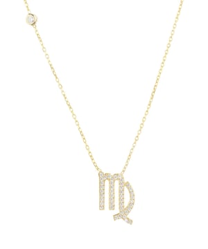 Made of 925 sterling silver, dipped in 22ct gold. This necklace is hand set with multifaceted white zircons.Virgos celebrate birthdays August 23 - September 22Finished with a lobster clasp, and size adjuster.Dimensions: Necklace can be worn 40cm chain length or 45cm chain length using adjuster. Motif 1.5cm x 1cmPackaging:This item is presented in a Latelita London signature packagingCare Instructions:To maintain your jewellery, wipe gently with a damp cloth that is soft and clean. Do not soak in water. Avoid contact with soaps, detergents, perfume or hair spray.