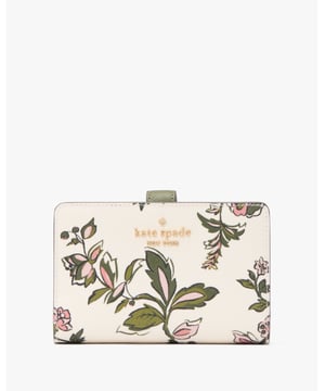 Madison Floral Medium Bifold Wallet, Madison Forest Blooms Printed Medium Compact Bifold Wallet, 9 Cc Slots, Id Window, 2 Slip Pockets, 1 Bill Slot, L-Zip Coin Compartment,  Length: 14.00 Cm,  Width: 3.00 Cm,  Height: 9.00 Cm