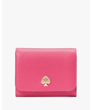 Don't Let The Size Deceive You: Our Small Wallets Have Room For All Your Credit Cards And Cash. Plus, You Can Fit It In Your Tiny Bag., Kayla Pebbled Leather Small L-Zip Wallet, Metal Spade Logo, Zip Compartment, 1 Bill Slot, 5 Cc Slots,  Length: 11.00 Cm,  Width: 11.30 Cm,  Height: 9.10 Cm