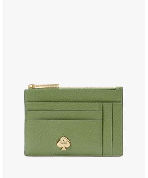 Here's A Place To Stash Concert Tickets, Photographs, Secret Love Notes...Oh, And Credit Cards Of Course., Kayla Pebbled Leather Large Slim Card Holder, 8 Cc Slots, 2 Slip Pockets, Zip Compartment,  Length: 13.00 Cm,  Height: 9.00 Cm