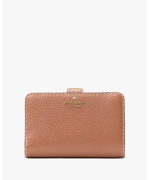 Lena Medium Bifold Wallet, Lena Pick Stitch Medium Compact Bifold Wallet, 9 Cc Slots, Id Window, 2 Slip Pockets, 1 Bill Slot, L-Zip Coin Compartment,  Length: 14.00 Cm,  Width: 3.00 Cm,  Height: 9.00 Cm