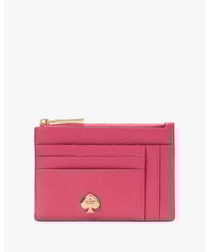 Here's A Place To Stash Concert Tickets, Photographs, Secret Love Notes...Oh, And Credit Cards Of Course., Kayla Pebbled Leather Large Slim Card Holder, 8 Cc Slots, 2 Slip Pockets, Zip Compartment,  Length: 13.00 Cm,  Height: 9.00 Cm