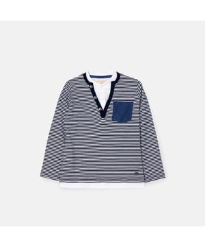 It's all about layering and with our henley shirt we layer up for you. This handsome stripe tee with contrast chest pocket and mock shirt detail is the perfect transitional top.