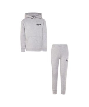 Fixed hood.Kangaroo pocket.Ribbed cuffs and hem.Elasticated waistband Printed logo.