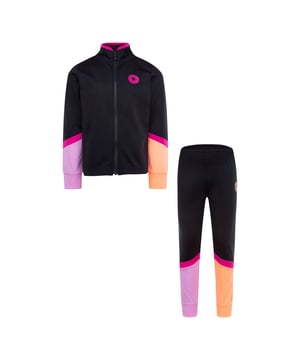 Opstaande kraag.Volledige ritssluiting.Geribde manchetten.Elastische tailleband.Colorblocked ontwerp.