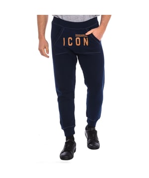 Deze sweatpants van Dsquared2 hebben een eenvoudig silhouet met iconische merkdetails, ideaal voor een ontspannen en opvallende stijl.\n\n Kenmerken:\n\n - Elastische tailleband.\n - Een open zak aan de voorkant met een merkopdruk.\n - Geribde zomen.\n - Bijpassende zichtbare naden.\n\n Een comfortabel en veelzijdig stuk dat zich aanpast aan je dagelijkse routine met een opvallende, stedelijke touch. Ideaal voor casual looks met attitude.\n Samenstelling: 100% katoen\n Onderhoud:\nWassen op maximum temperatuur 30º.\n Strijken op lage temperatuur.\n Geen bleekmiddel gebruiken.\n Geen droger gebruiken.\n Niet chemisch reinigen.