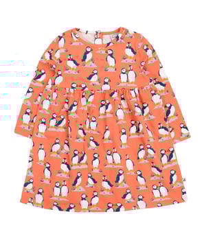 Long sleeved printed dress made from our organic cotton with a touch of elastane for a stretch and comfortable fit. GOTS Organic Certified by Soil Association Certification Licence Number DK22283.