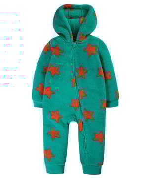 Super soft recycled polyester fleece made from recycled textiles, helping to divert end of life clothing and textiles from landfill. Features extended zip opening for easy dressing with protective zip guard. 3 piece panel hood construction for a comfortable fit. For sizes Newborn to 12 months there are fold over foot and hand fleece cuffs to help keep little feet and hands warm when out and about. Part of the Frugi circular Recycle Me! Range, this garment can be recycled once it comes to the end of it's usable life. Oeko-Tex standard 100 certified.