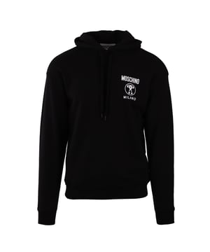 Elevate your streetwear collection with the Moschino Double Question Mark Logo Black Hoodie. Crafted with premium materials, this hoodie offers exceptional comfort and durability for everyday wear. Its bold double question mark logo on the front makes a striking statement, showcasing your fashion-forward attitude. The classic black color ensures versatile styling options, perfect for pairing with jeans or joggers. Designed for both style and practicality, this hoodie features a cozy hood and a spacious front pocket to keep you warm and hands free. Make a confident impression wherever you go with this iconic Moschino piece. Made in Portugal, 100% Cotton