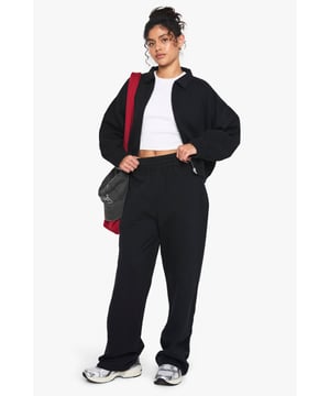 Straight-leg design for a modern, relaxed silhouette
        High-rise waistband for a flattering fit
        Coordinating zip-up jacket for a complete ensemble
        Versatile style suitable for various casual occasions
        Comfortable fabric ideal for all-day wear
    
    Embrace laid-back chic with these straight-leg joggers from Boohoo. Perfect for the fashion-forward woman who values both style and comfort, these trousers offer a contemporary twist on classic loungewear. The high-rise waistband creates a sleek silhouette, while the straight-leg cut provides a more polished look than traditional tapered joggers. Pair with the matching zip-up jacket for a coordinated outfit that's perfect for casual outings or relaxed weekends at home. Style with trendy trainers and a cropped top for a street-style inspired look, or dress up with ankle boots and a fitted tee for a smart-casual ensemble. These versatile joggers are a must-have addition to any wardrobe, offering endless styling possibilities for the modern, busy woman who doesn't compromise on fashion or comfort.