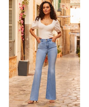Found: your new favourite jeans
Soft denim with the perfect amount of stretch
Leg-lengthening flare silhouette
Elevated with luxe gold hardware
Style with everything from boho blouses to simple tees

 
Inside leg to fit: Short 29" | Regular 31" | Long 33"