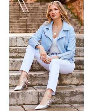 Your new favourite layer Crafted from the softest luxe faux leather Cut for a flattering slimline fit All the timeless biker details Perfect with feminine dressesThrow on with jeans and a tee for effortless cool