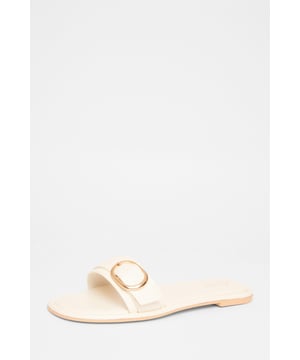 - Faux leather - Buckle detail - Flat sandals - Excluding trims