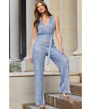 This one’s a showstopper - get ready to shineAll-over sequin embellishment for maximum sparkleFigure-enhancing wrap frontWide-leg silhouette for an effortlessly chic and elongating lookTie belt to show off your waistWe love it with gold or silver strappiesInside leg to fit: Short 29" | Regular 31" | Long 33"