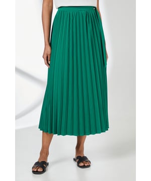 Elegant accordion pleating creates beautiful movement and texture throughout this midi skirt
        Flattering midi length falls gracefully below the knee for versatile styling options
        Subtle side fastening with decorative tie detail adds a refined finishing touch
        Lightweight crepe fabric offers a gentle drape that moves beautifully with every step
        Fully lined for comfort and a smooth silhouette that maintains the pleated structure
    
    This Principles pleated midi skirt combines timeless elegance with everyday wearability. The intricate accordion pleats create a fluid silhouette that flatters all figures, whilst the lightweight crepe fabric ensures comfortable movement throughout the day. Style with a crisp white V-neck top and flat sandals as shown for a polished daytime look perfect for garden parties or weekend brunches. For cooler days, layer with a fitted cardigan and ankle boots, or dress down with a casual t-shirt and trainers for effortless weekend style. The versatile design transitions seamlessly from office to casual outings, making it an essential addition to your capsule wardrobe. The side tie detail adds a subtle point of interest to this otherwise classic piece, allowing for customised styling options.