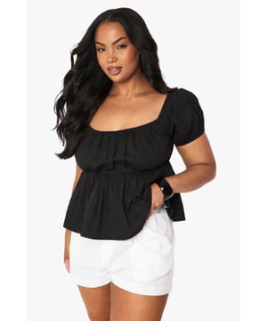 Flattering Bardot neckline with elegant ruched detailing
        Soft cotton fabric for all-day comfort
        Feminine puff sleeves with elasticated cuffs
        Gathered peplum hem creating a figure-enhancing silhouette
        Versatile design that can be worn on or off the shoulder
    
    This charming ruched Bardot top from Boohoo combines casual comfort with effortless style. The gathered detailing across the neckline creates a feminine look whilst the peplum hem adds a flattering shape to your silhouette. Style with white shorts and flat sandals for daytime outings as shown, or dress up with your favourite denim jeans and trainers for casual drinks with friends. The cotton fabric ensures breathability for those warmer days, whilst the elasticated elements provide a comfortable fit that moves with you. Perfect for family gatherings or weekend brunches, this top offers versatility for your everyday wardrobe. Add simple jewellery and a crossbody bag to complete this relaxed yet put-together look.